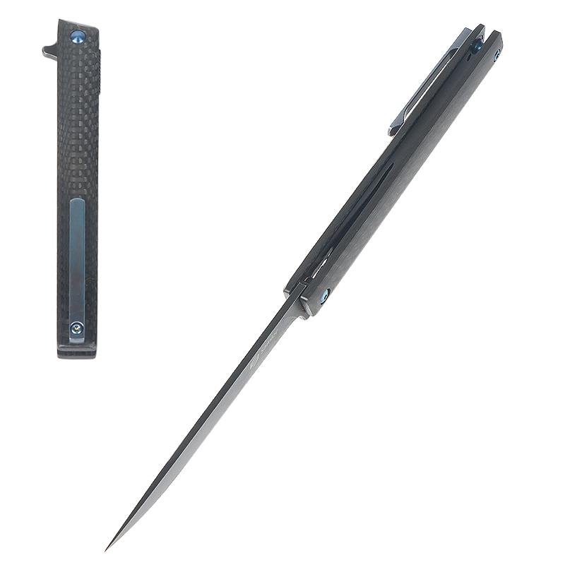 Real M390 Powder Steel Pen Carbon Fiber Handle Folding Knife UD408794